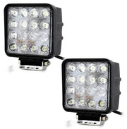 2X FARO SUPPLEMENTARE PROFONDITA AUTO FUORISTRADA 12V QUADRATO 16 LED 6000K 48W