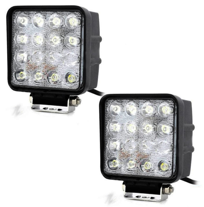 2X FARO SUPPLEMENTARE PROFONDITA AUTO FUORISTRADA 12V QUADRATO 16 LED 6000K 48W