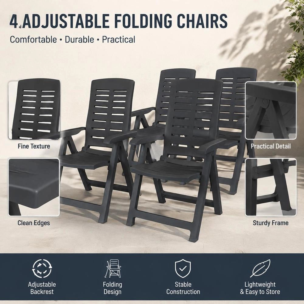 Garden Loungers, Set Of 4, Anthracite