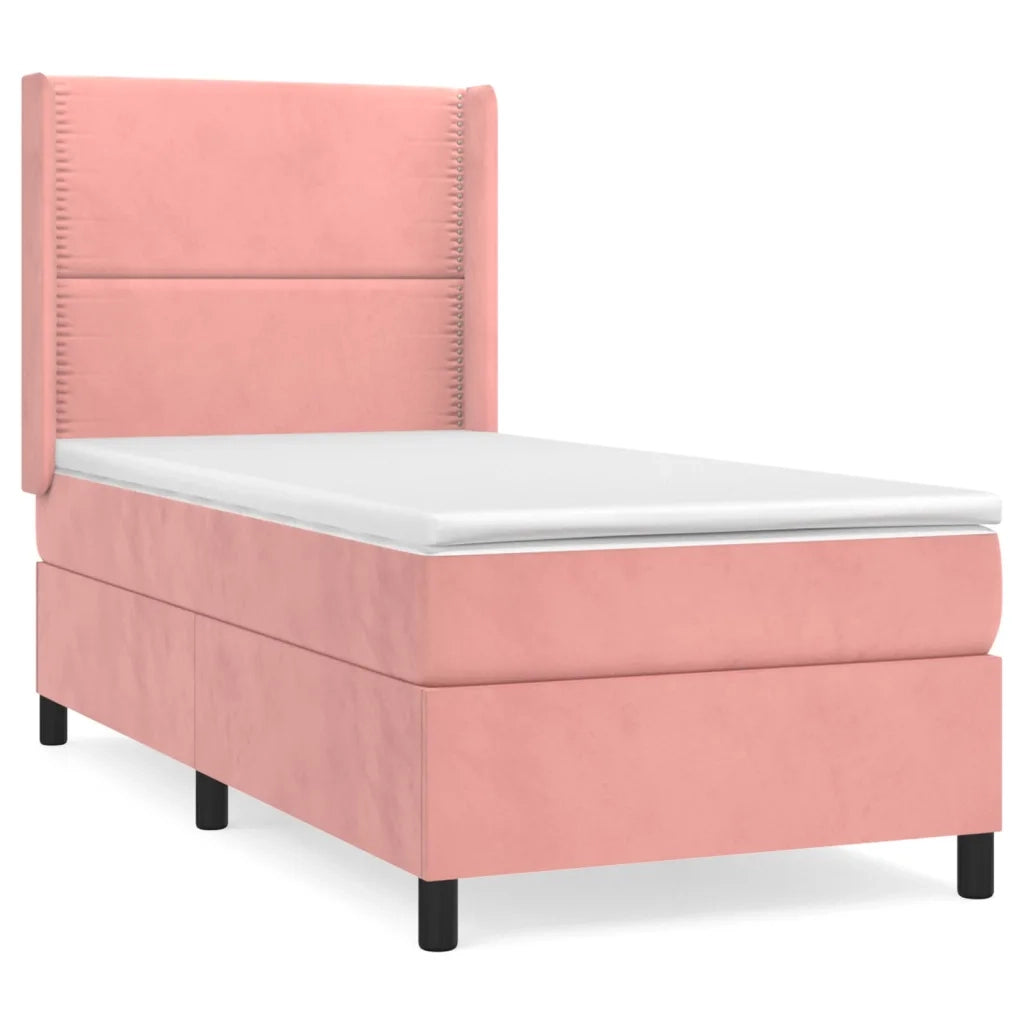 Giroletto a Molle con Materasso Rosa 90x190 cm in Velluto