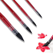 Set di 4 pennelli aquarello professionali - Punto fine per dettagli - Setole di scoiattolo - Nylon - Misure #0, 2, 4, 6