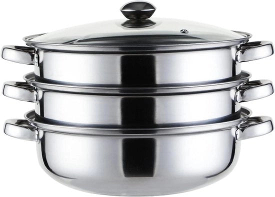 Stompanno con Coperchio in Vetro per Cucina Stompano per Verdure Frutti di Mare Zuppe e Stufati Pasta (#1)