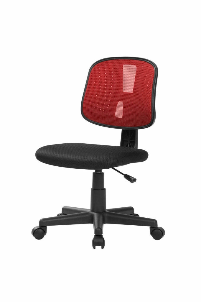 Sedia da ufficio Cefeo, Sedia operativa da ufficio, Seduta ergonomica da ufficio, 49x43h81/93 cm, Nero e Rosso