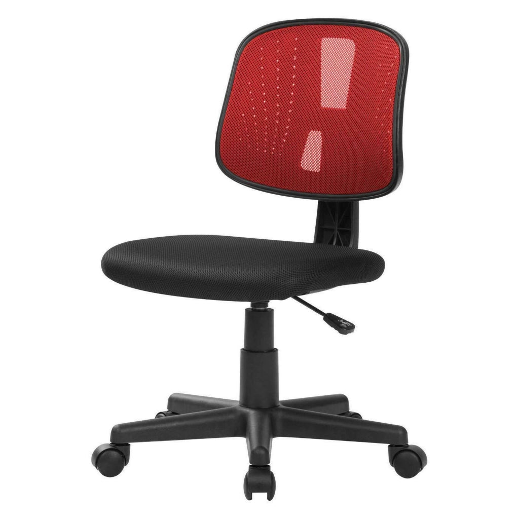 Sedia da ufficio Cefeo, Sedia operativa da ufficio, Seduta ergonomica da ufficio, 49x43h81/93 cm, Nero e Rosso