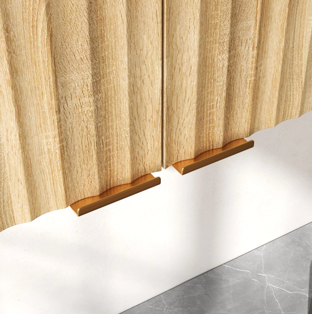 Mobile pensile da parete a 3 ante in MDF naturale, 90 × 29 × 60 cm