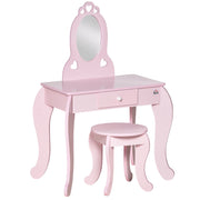 TAVOLO TRUCCO PER BAMBINI CON SGABELLO SPECCHIO E CASSETTO 60X36X88CM