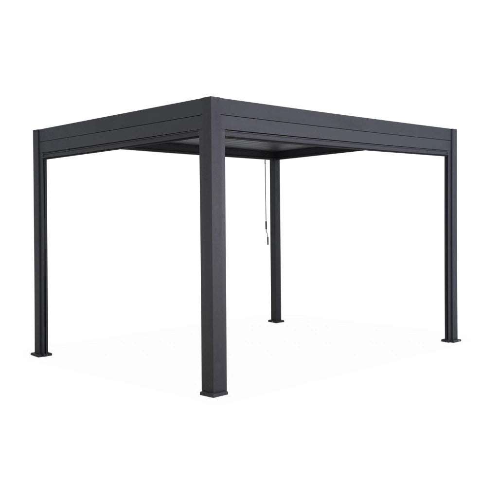 Pergola bioclimatica 3x4m in alluminio + tenda da sole 4m, antracite