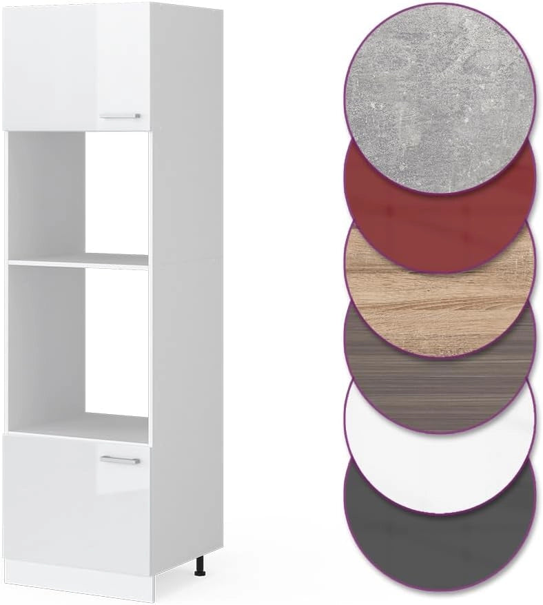 Mobile cucina microonde R-Line, Bianco lucido, 60 cm, per la libera combinazione all'interno di sistemi cucina modulari