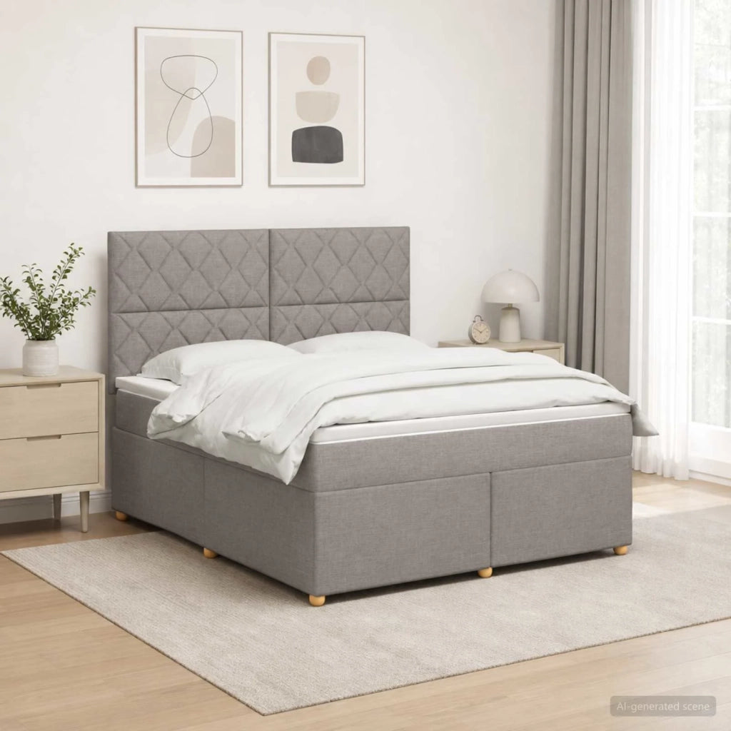 Letto box spring con materasso Tortora 180 x 200 cm Tessuto 3453953