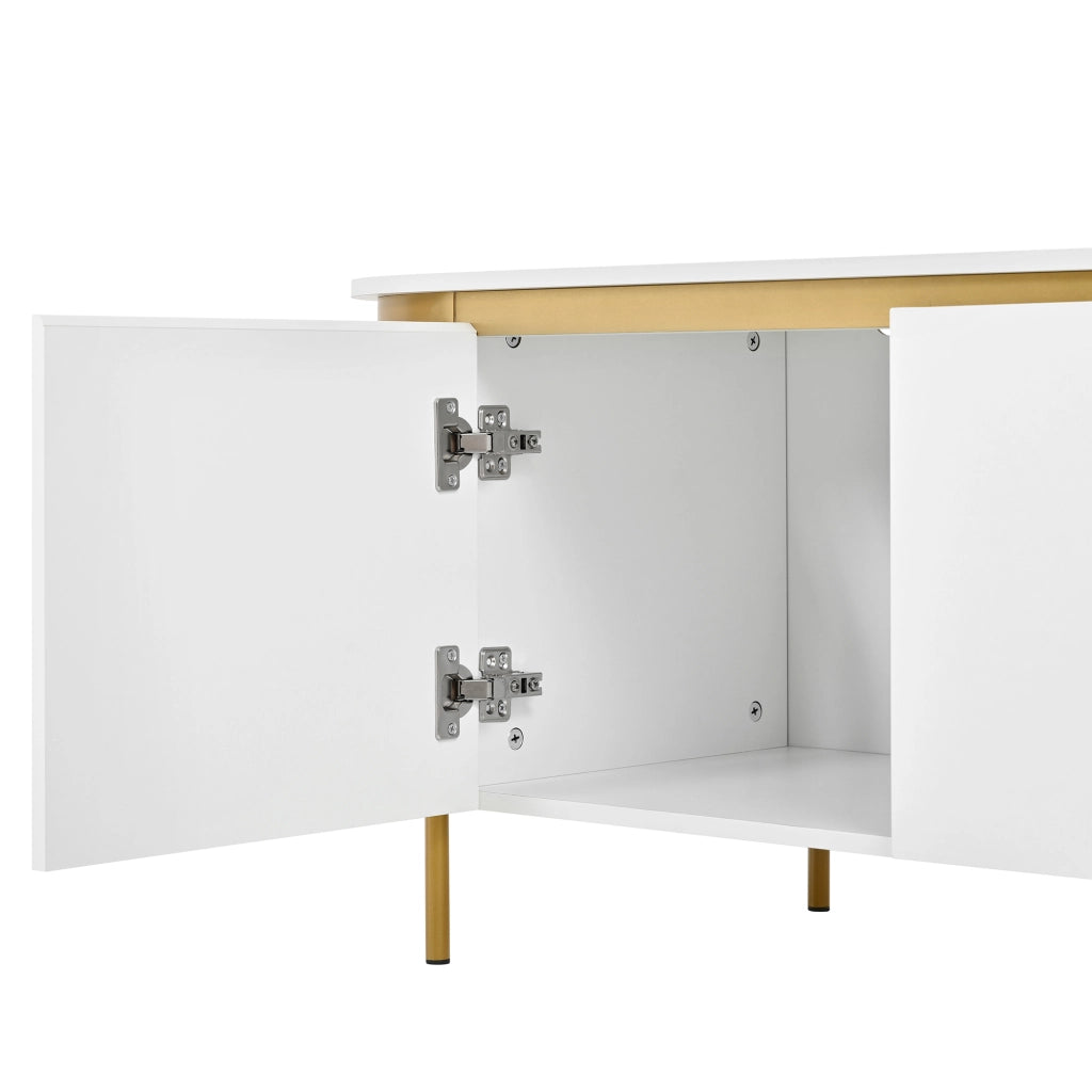 Mobile porta TV 180x38x46 cm con sei ante e passacavi in MDF bianco