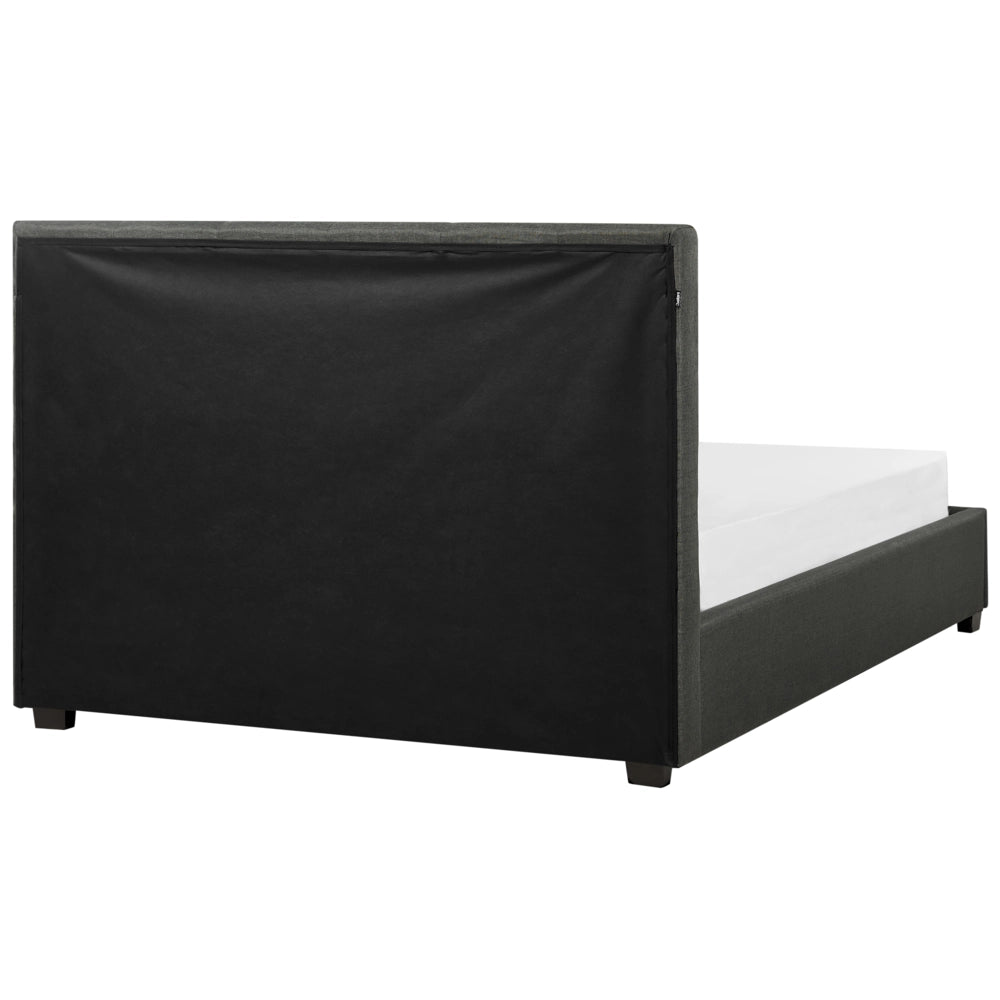 Letto contenitore matrimoniale imbottito grigio chiaro con rete a doghe e cassetti 140 x 200 cm