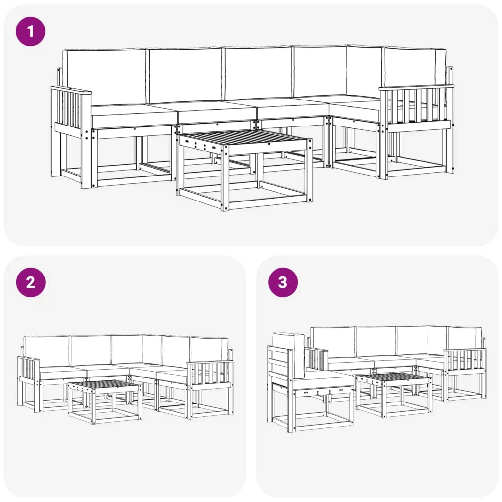 Set di divani da esterno 6 pz Bianco e Beige 3387662