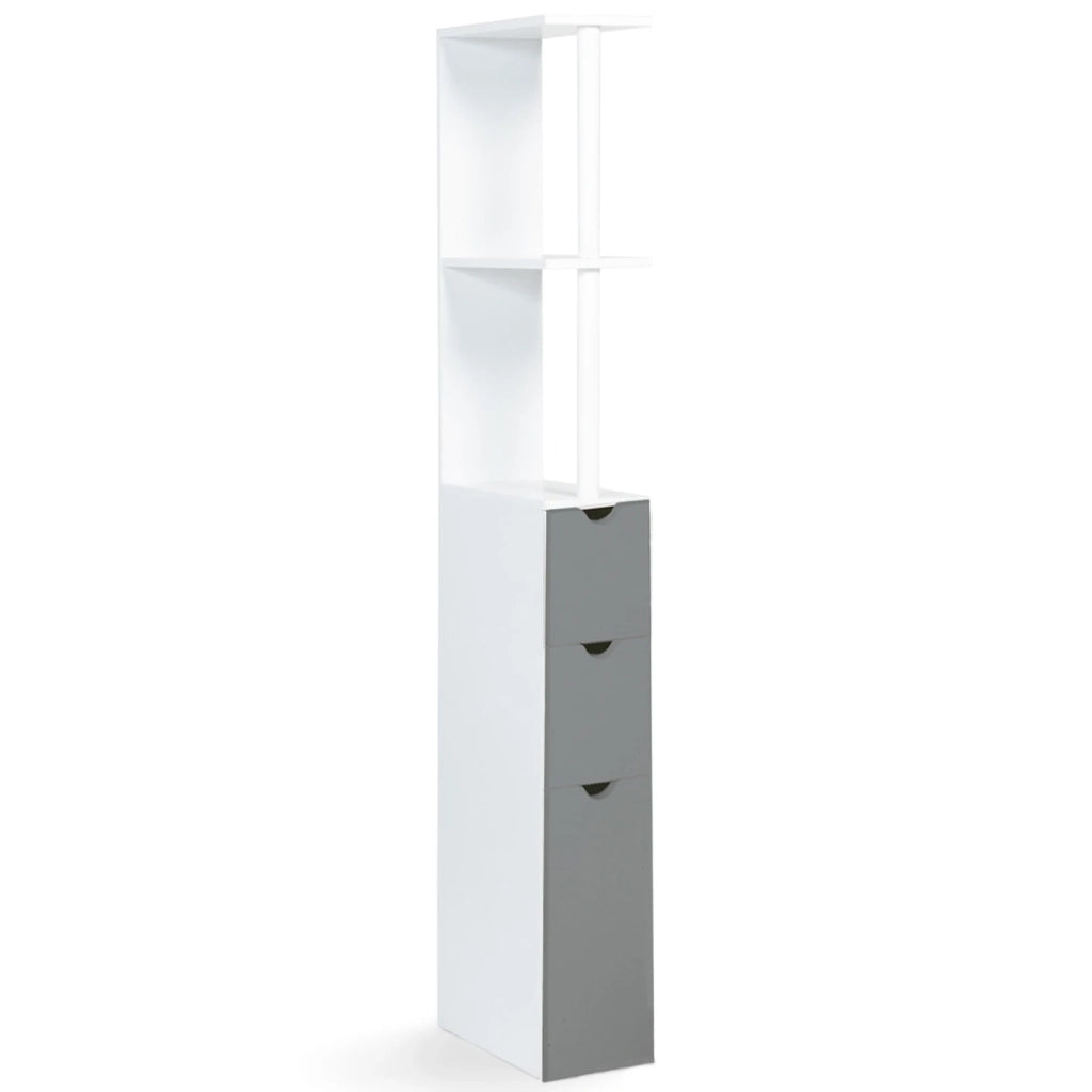 IDMarket - Scaffalatura per toilette WILLY a 3 ante bianco e grigio