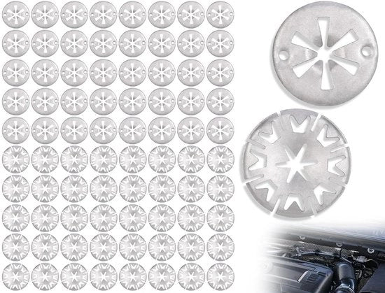 Set di 60 pezzi di dischi di fissaggio per protezione termica negli spazi motori - Accessori per stecchi per auto con Star Lock serrature - Ideale per la fissazione di clip e sottosquadri termici.