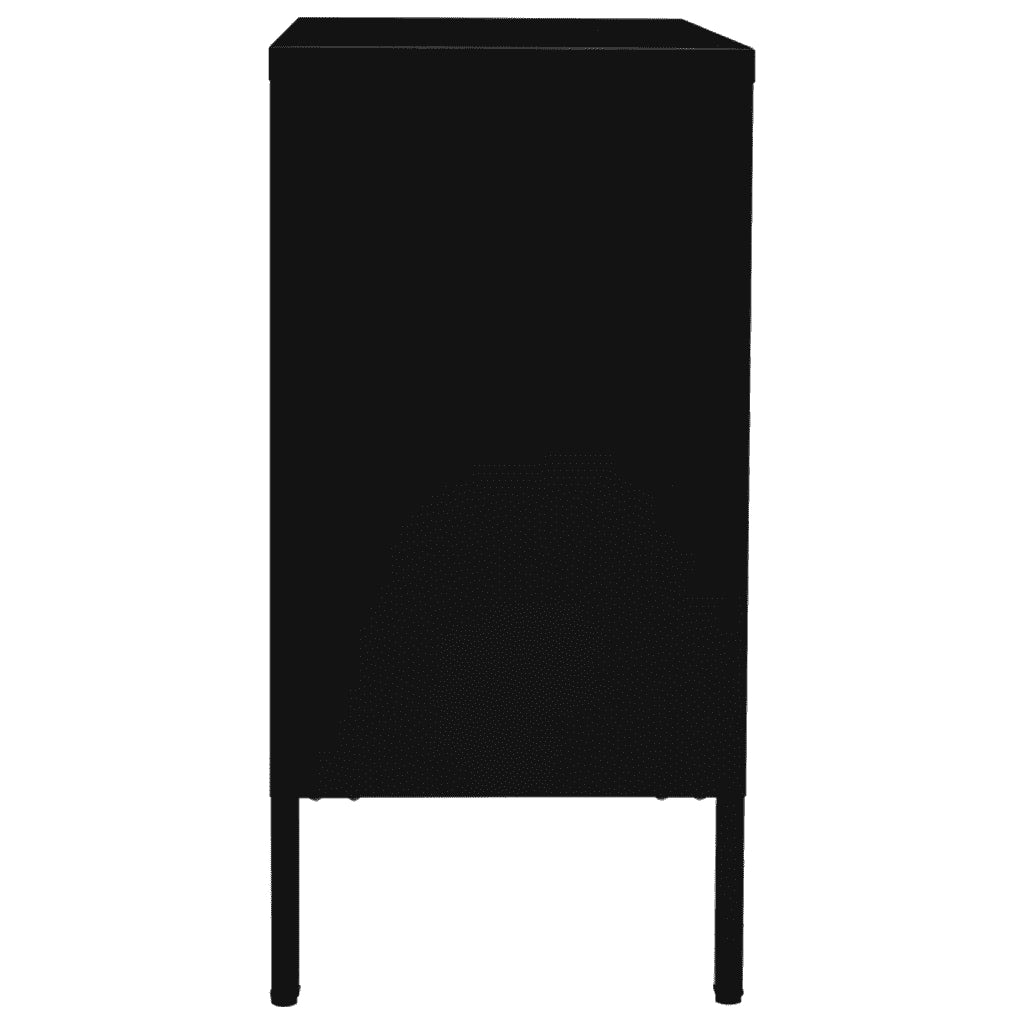 Credenza Nera 75x35x70 cm in Acciaio e Vetro Temperato 336073