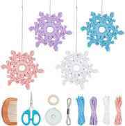 Set di decorazione per albero di Natale a macramé con fiocchi di neve - 4 pezzi in diverse colori