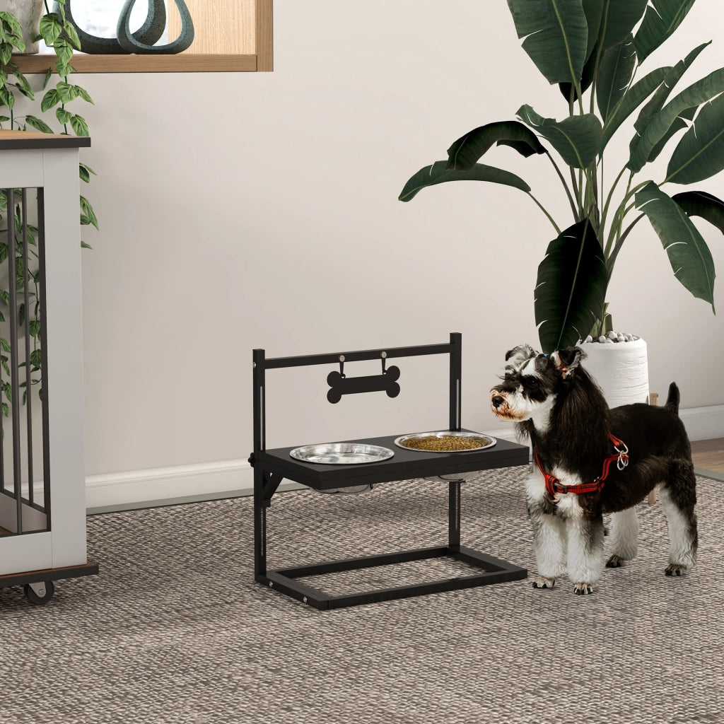 Ciotole Rialzate per Cani e Gatti ¨C Xylo ¨C Acciaio Inossidabile 40,5x22x39cm Nero Argento