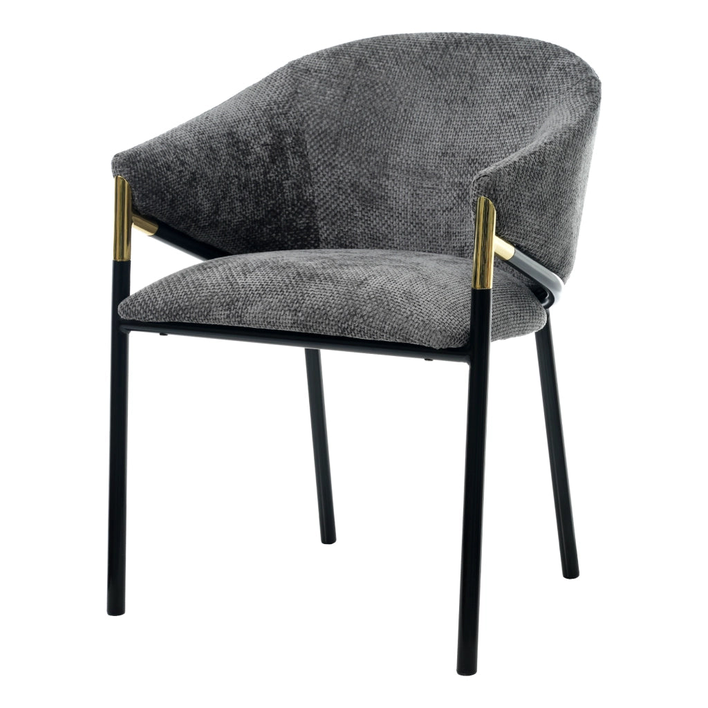 Sedie da Pranzo con Braccioli ¨C MINIMAL ¨C Velluto Grigio, Gambe in Metallo Dorato, Set 2 Pezzi