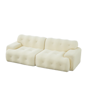Divano Cloud a due posti beige con braccioli larghi e design moderno, 224x104x66 cm