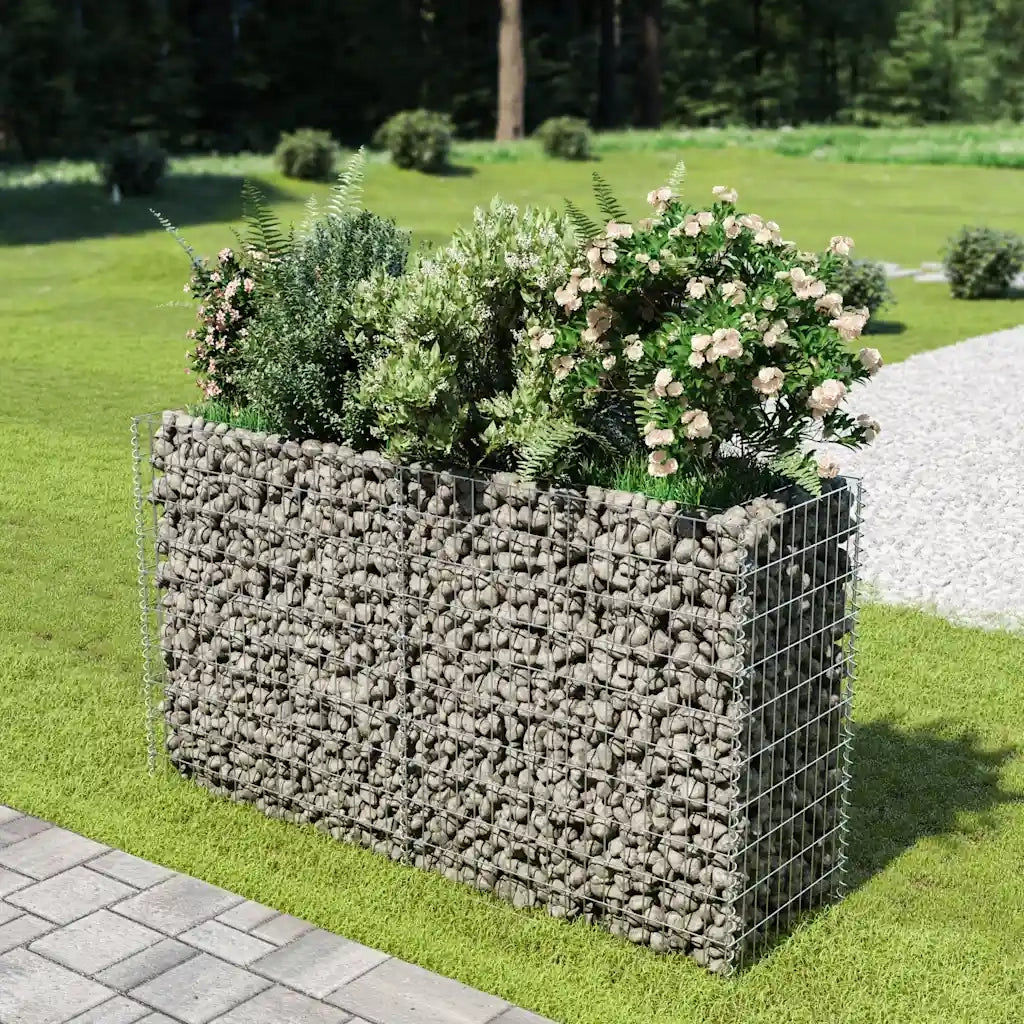 Gabbione Fioriere | Cassetta per fiori | Letto Rialzato in Acciaio Zincato 180x50x100 cm