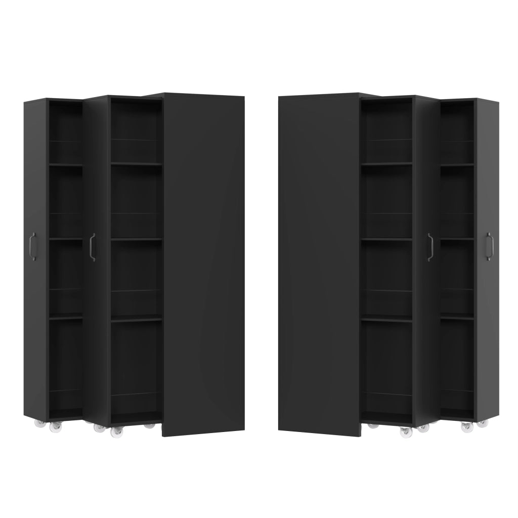 Libreria estensibile 51.5x41x158 cm su ruote in MDF nera