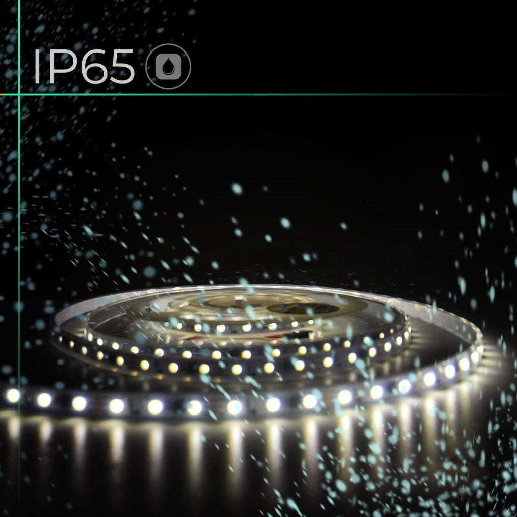 STRISCIA LED IP65 120 LED/M CON LUCE NATURALE 4000K ED EFFETTO PIOGGIA - FLESSIBILE E PROLUNGABILE ALTA LUMINOSITA'