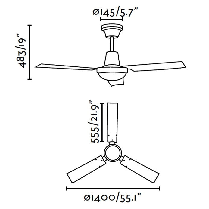 INDUS, Ventilatore senza Luce, Faro Barcelona
