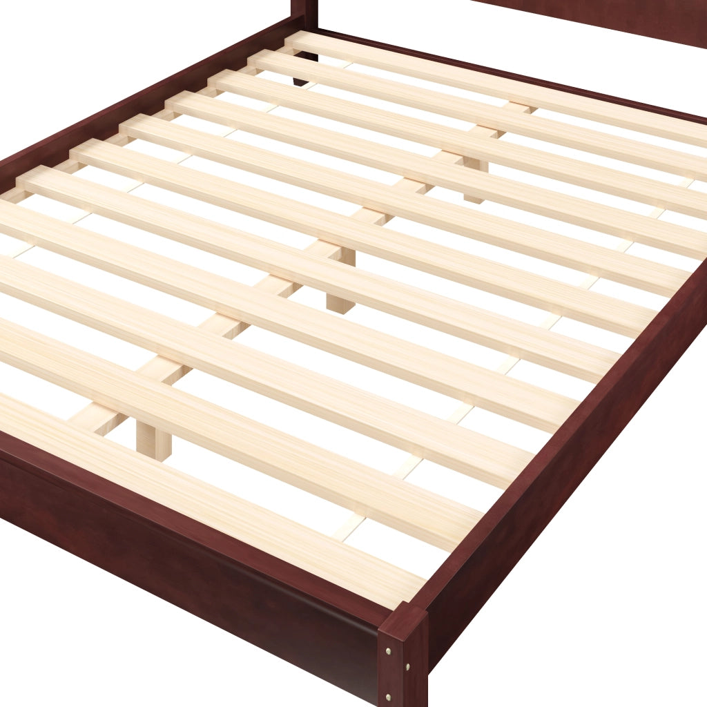 LETTO Piattaforma 160x200 cm con testiera e rete a doghe Marrone