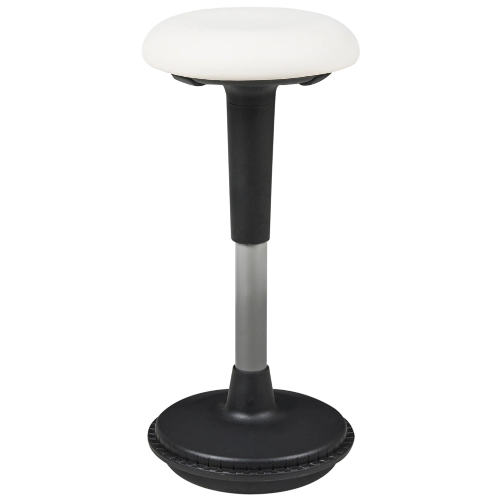 Sgabello in ecopelle bianco con struttura in metallo ad altezza regolabile mobili da ufficio