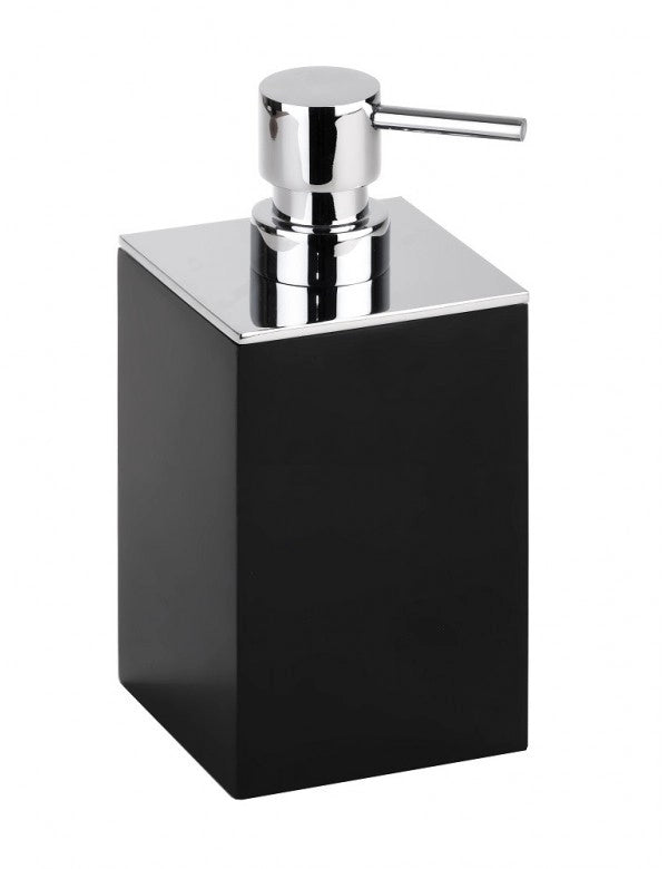 Dispenser Sapone Liquido Quadrato GAMMA in Ottone Cromo Opaco Nero / 200 ml