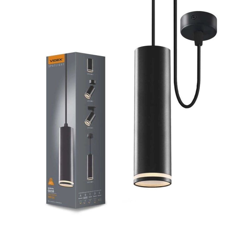 Lampada sospesa tubolare nera 1xGU10 30W Videx