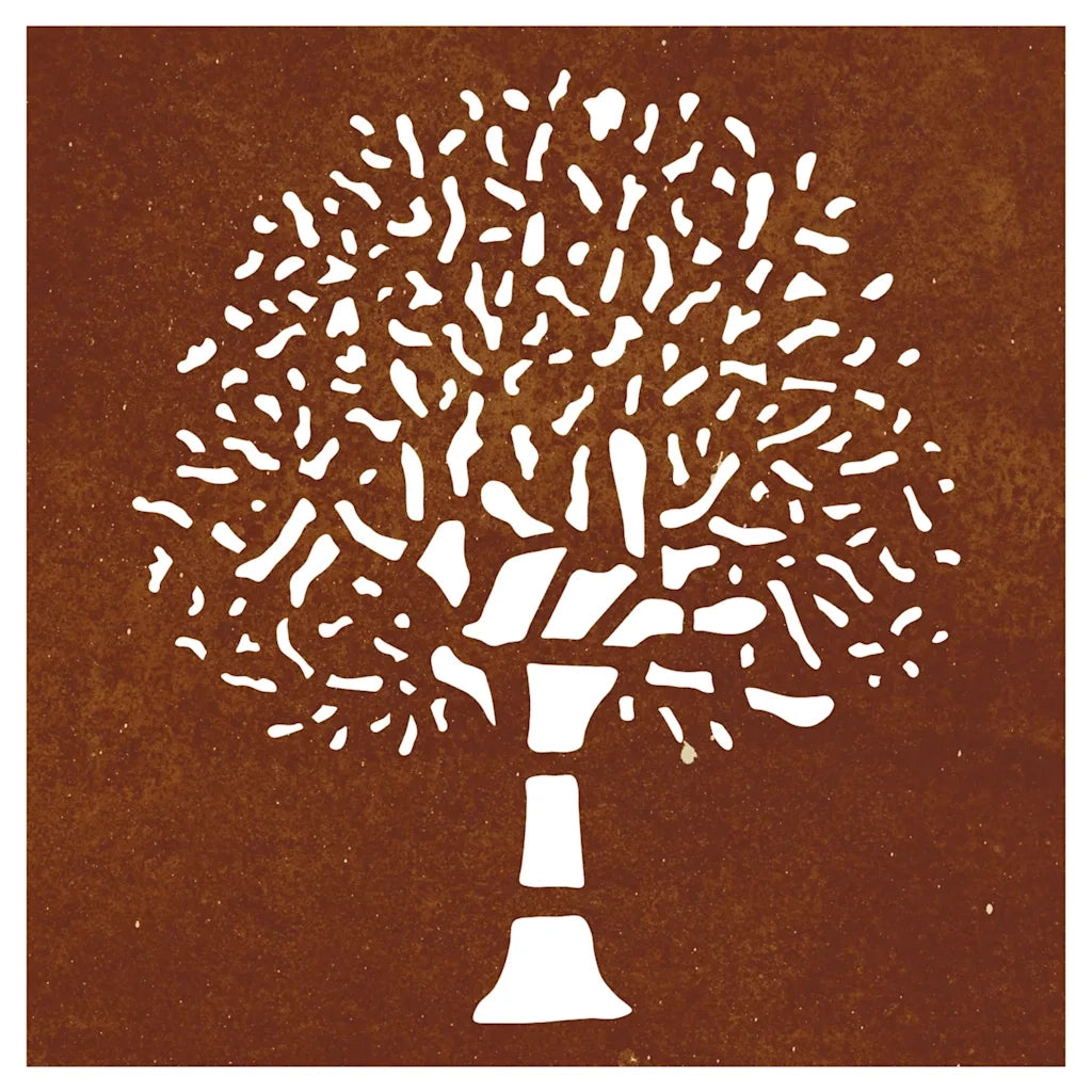 Decorazione Muro da Giardino 55x55 cm Albero in Acciaio Corten 824502