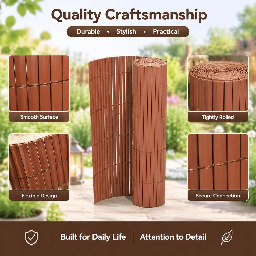 Double-sided PVC Garden Fence, 90 X 300 Cm, Brown