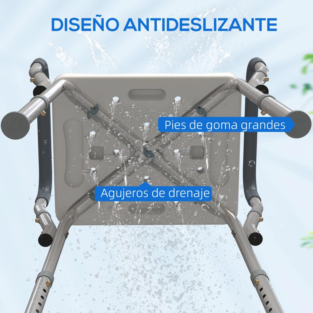 Sgabello da doccia regolabile ¨C zephmum ¨C bianco grigio 52x45x69 cm