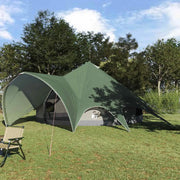Tenda Teepee per 7 persone-Tenda da campeggio Verde e Grigio 600 x 600 x 347 cm