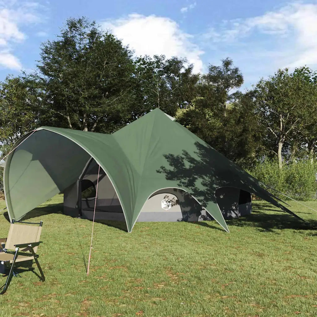 Tenda Teepee per 7 persone-Tenda da campeggio Verde e Grigio 600 x 600 x 347 cm