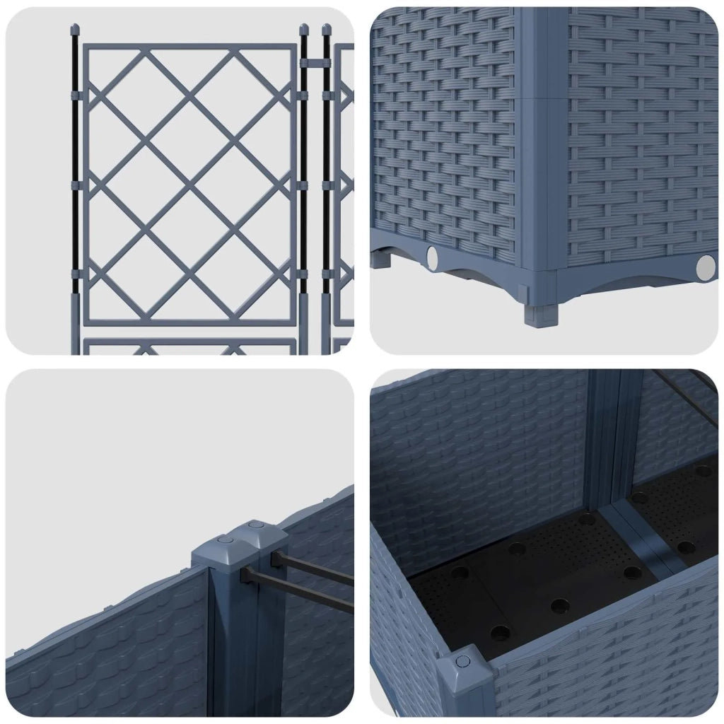 Vaso da giardino 2 pz-Set di 2 Fioriera da Esterno-Contenitore per Piante Grigio 80 x 40 x 143 cm Acciaio