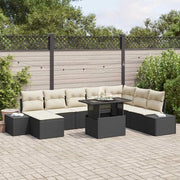 Set Divano da Giardino 9 pcs Nero e Crema polyrattan 3349233