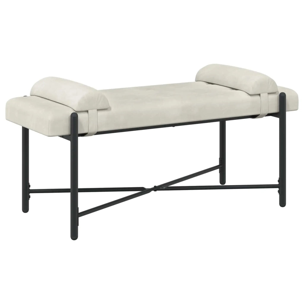 Panchina con bottoni e cuscini Crema 110 x 40 x 46 cm Velluto 42038393