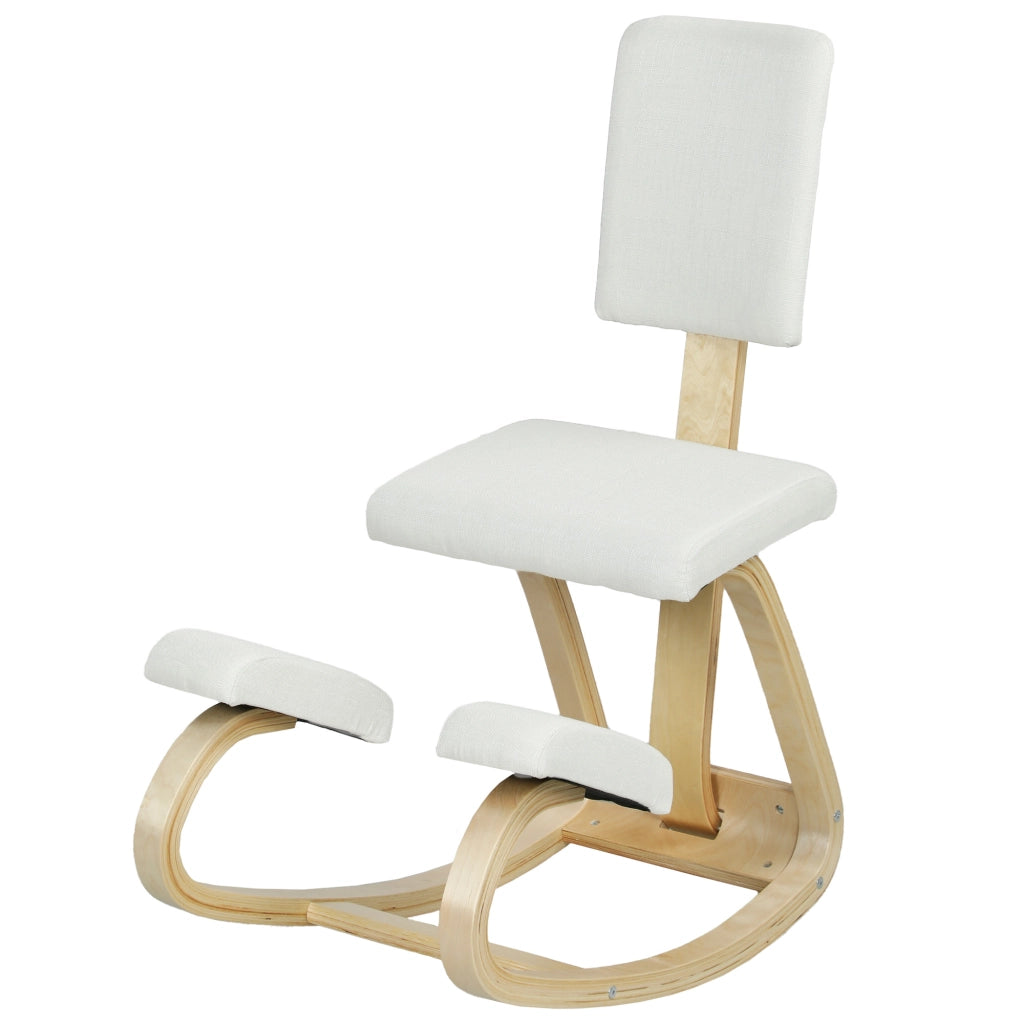 Sedia ergonomica da ginocchio in legno con schienale ¨C zephmum ¨C crema