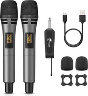 Microfono a Mano Senza Fili con Ricevitore Ricaricabile per Karaoke, Feste & Eventi