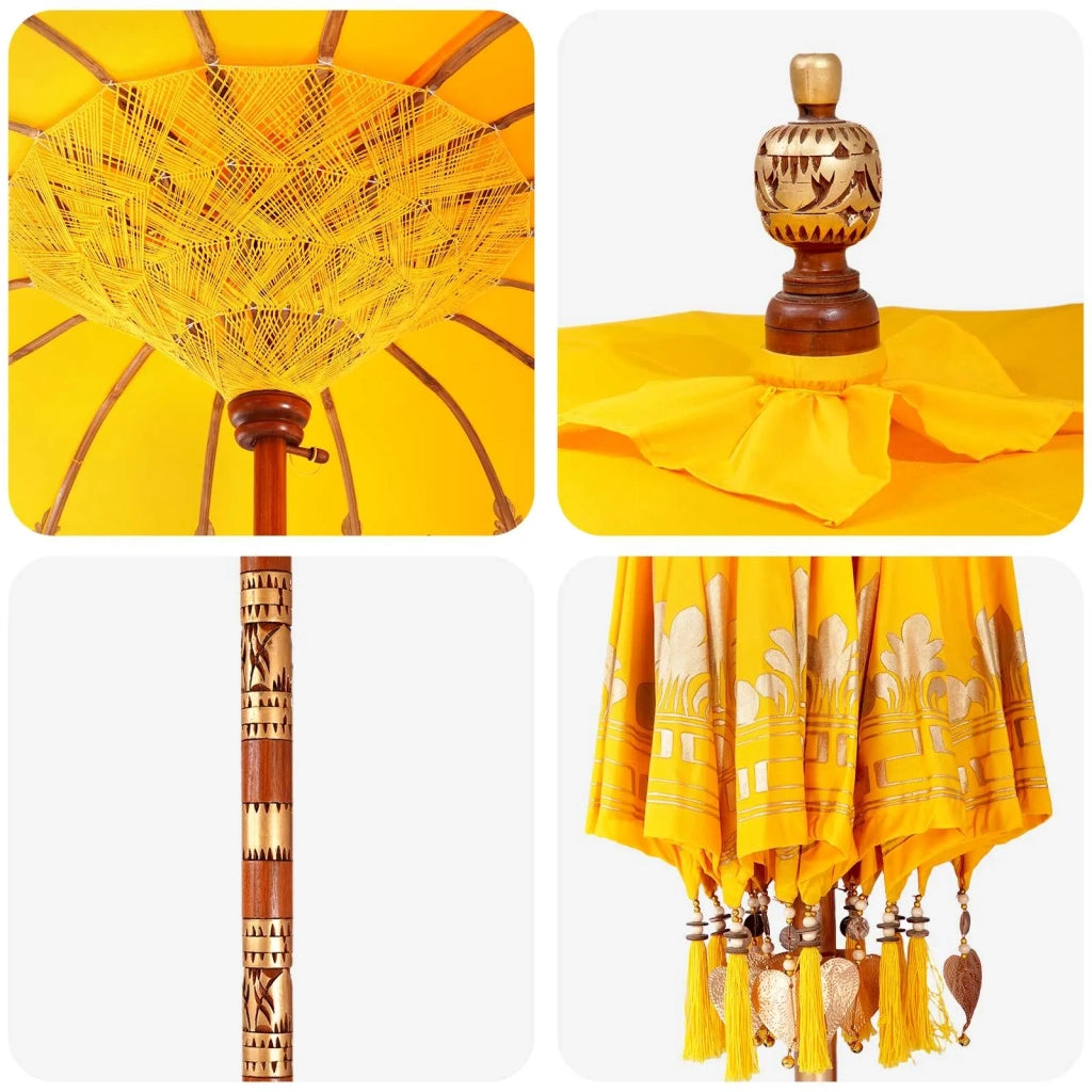 Ombrello balinese con base Giallo 95 x 95 x 260 cm 3356914