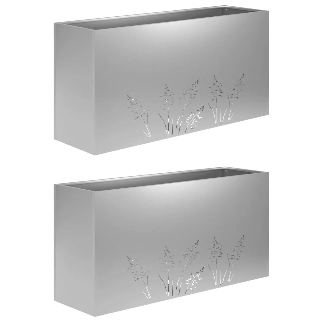 Vaso da giardino 2 pz Argento 100 x 20 x 49 cm Acciaio zincato 8005859