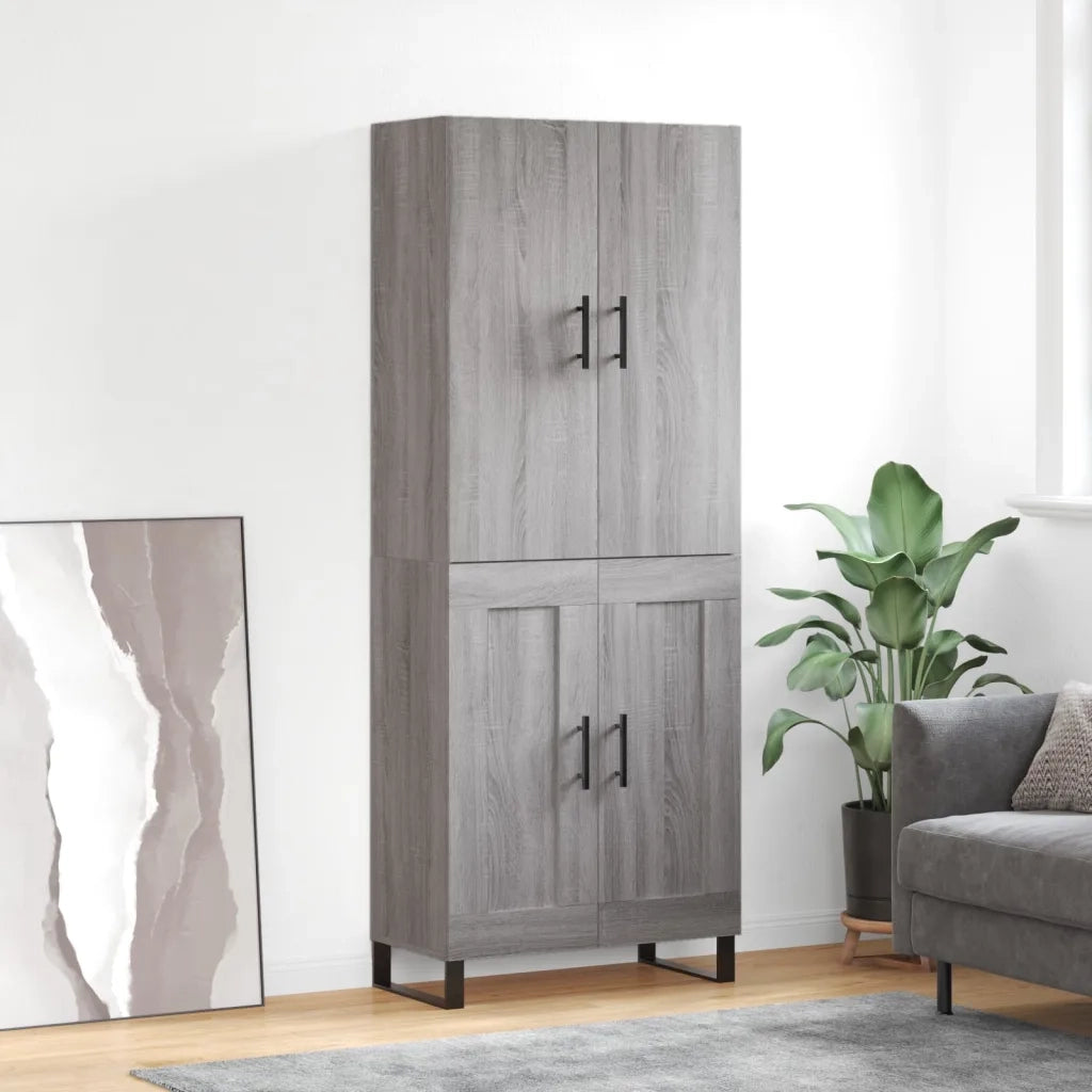 Credenza Grigio Sonoma 69,5x34x180 cm in Legno Multistrato 3195817