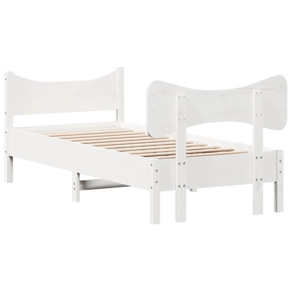 Letto singolo | Letto per adulti | Giroletto senza Materasso Bianco 75x190 Legno Massello di Pino