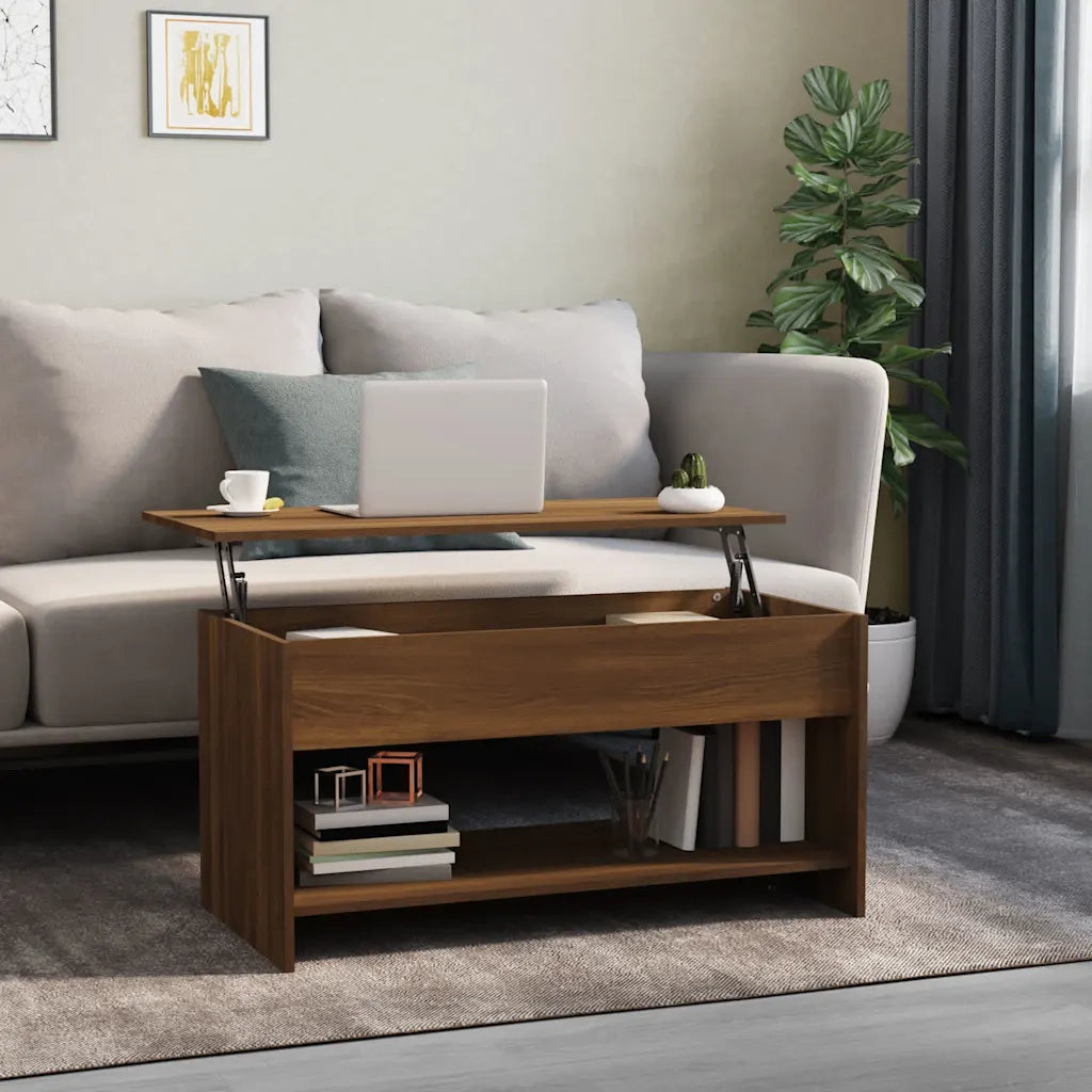 Tavolino salotto | Tavolino da caff¨¨ | Tavolino da Soggiorno Rovere Marrone 102x50x52,5cm Legno Multistrato