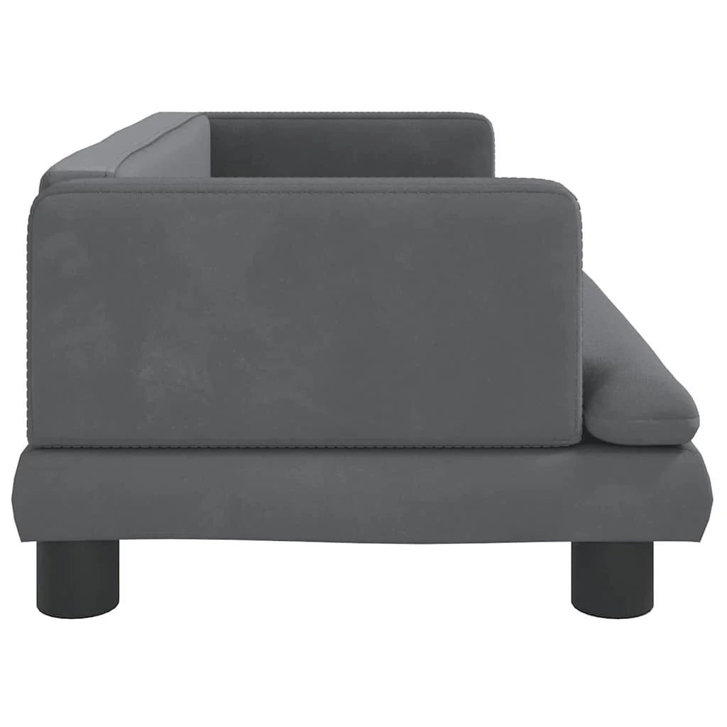 Cuccia per cani comoda cesta da divano scura 80 x 45 x 30 cm velluto grigio 02_0043184