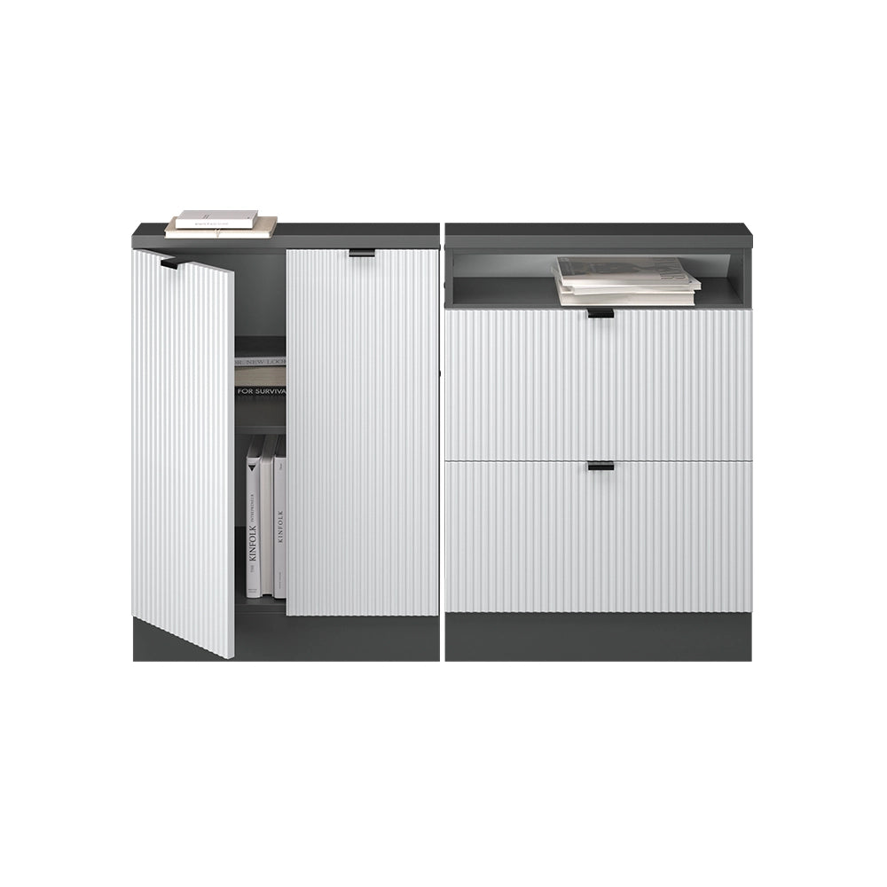 Set di mobili sottotetto Rion Ondulazione bianca/Antracite 120 cm Set di 2 Vicco