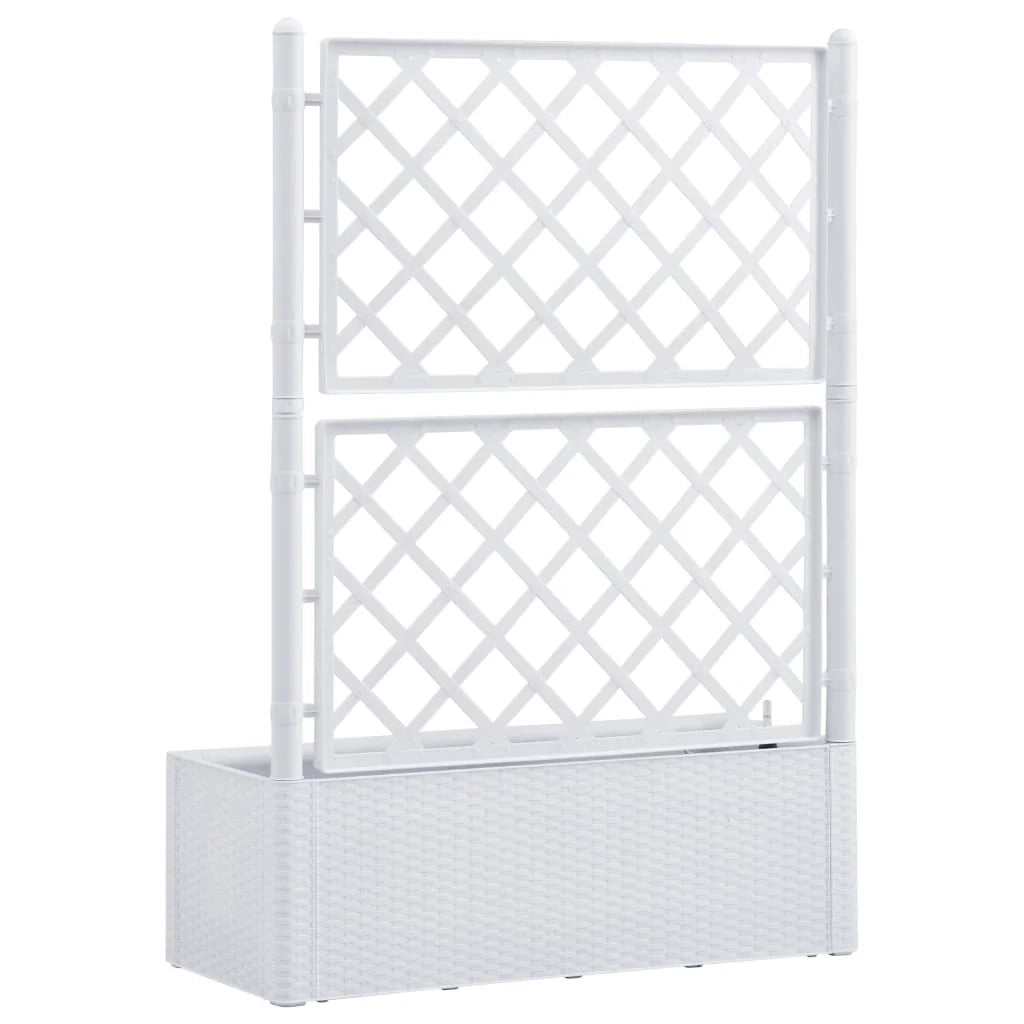 Fioriera rialzata per piante fiori giardino traliccio e sistema di irrigazione 142 cm bianco 02_0001204