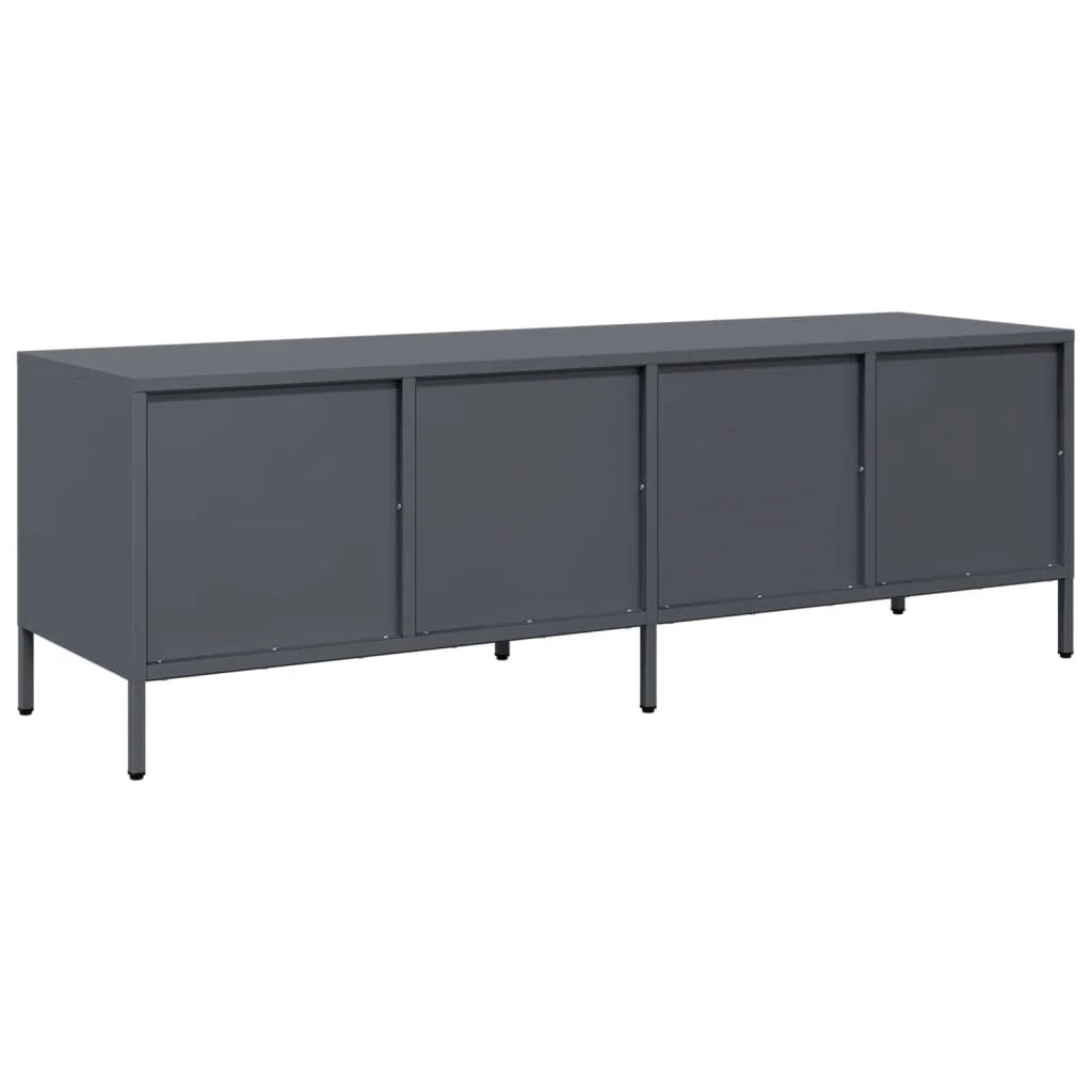 Mobile TV multimediale scaffale TV credenza TV sala da pranzo soggiorno camera da letto antracite 135 x 39 x 43,5 cm acciaio laminato a freddo antracite 02_0026393